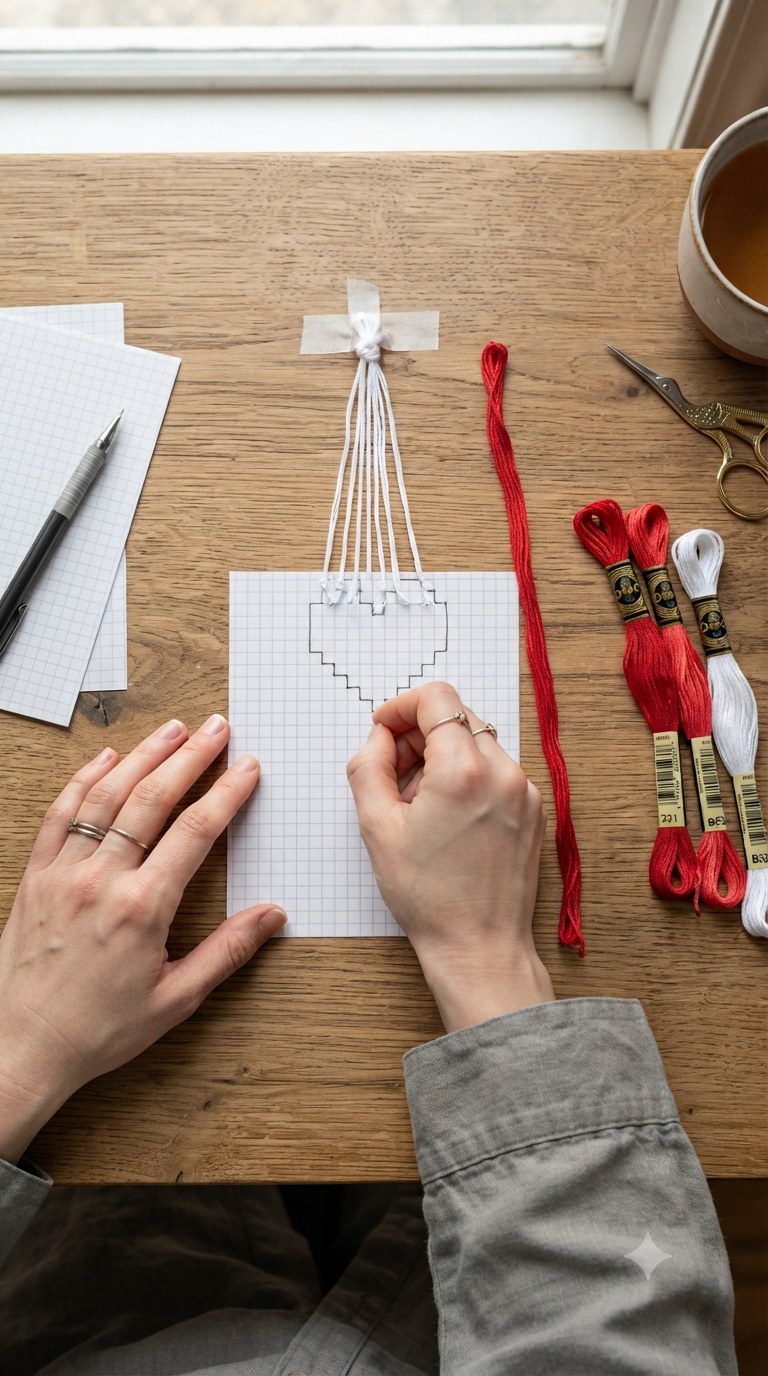 2. Grundfäden und Arbeitsfaden vorbereiten