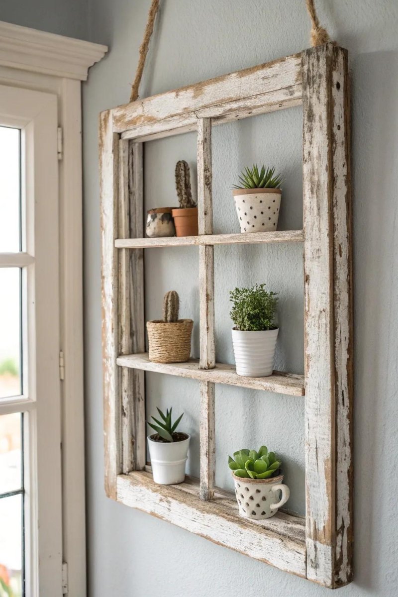 Alter Fensterrahmen als Dekoration