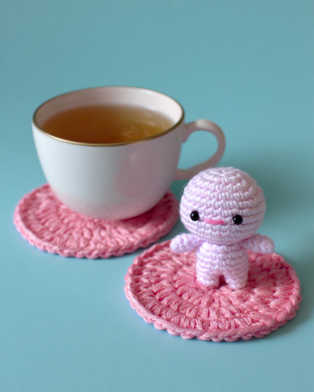5. Saubere Kugelform mit amigurumi pattern crochet für eine Teetassen-Figur und Untersetzer