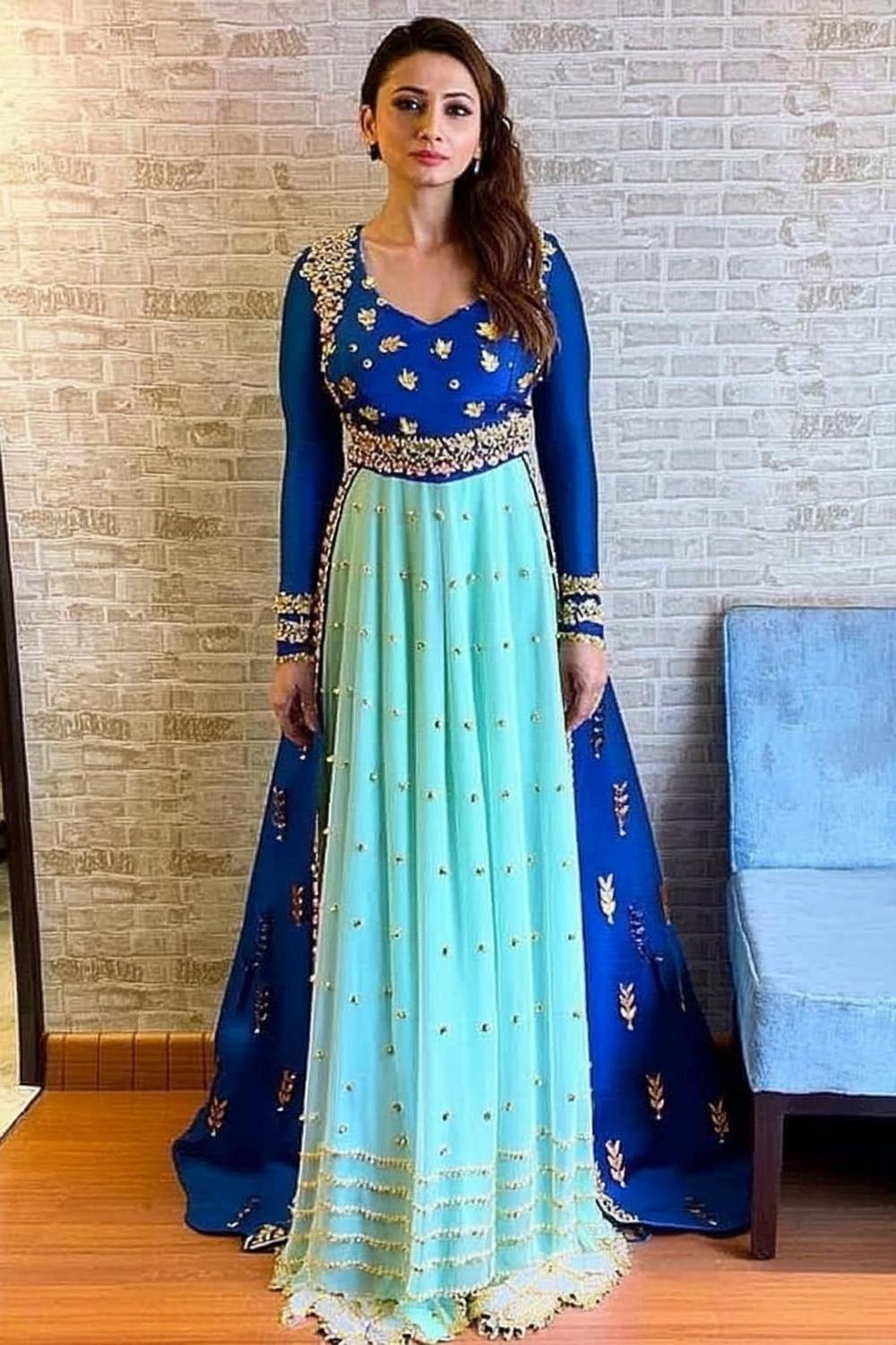 Georgette in Blau-Türkis