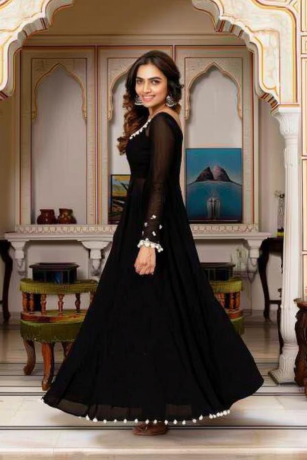 Schwarzes Organza Anarkali