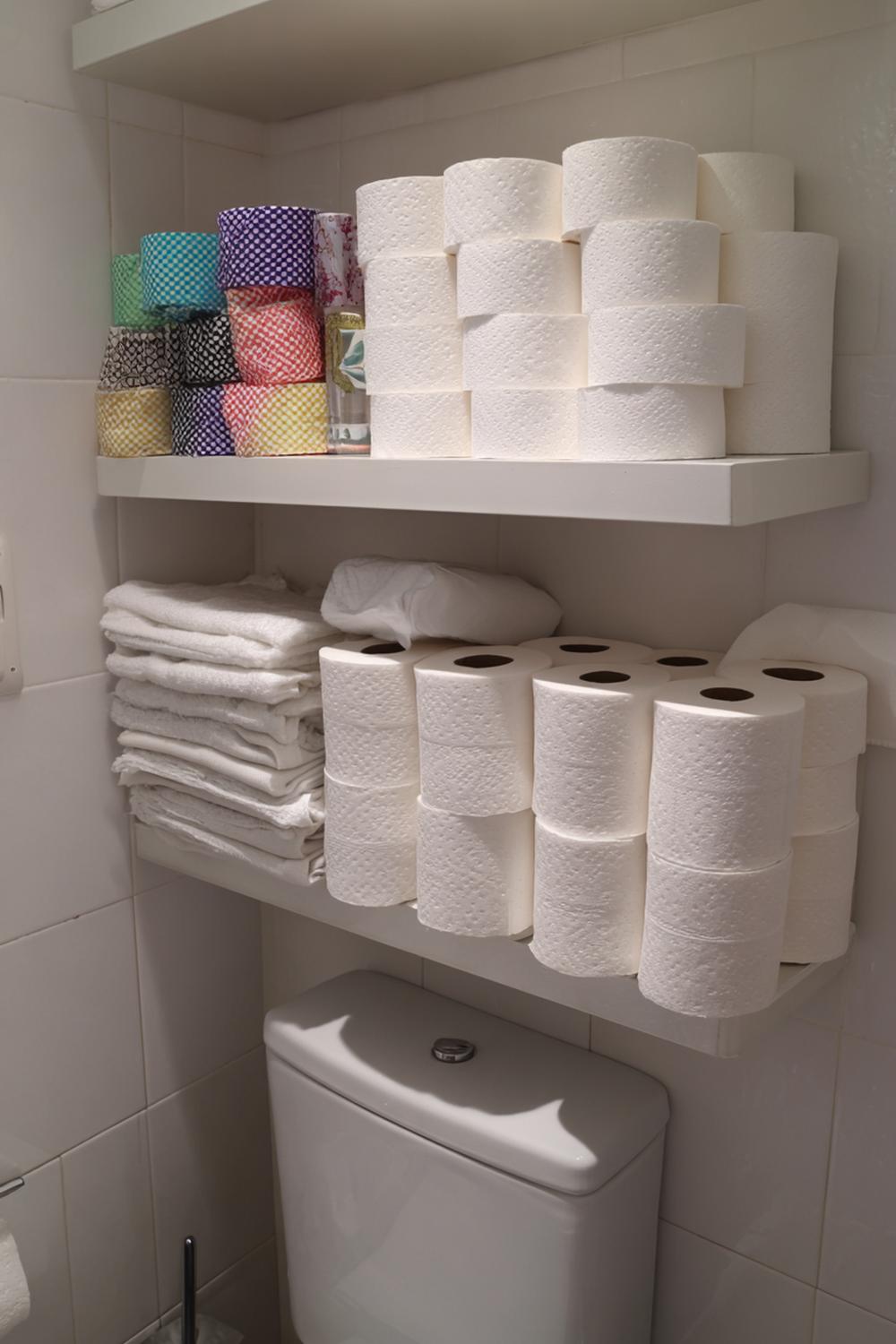29. Badezimmer Organisation ohne Bohren mit freistehendem Toilettenpapier- und Rollenhalter-Kombi