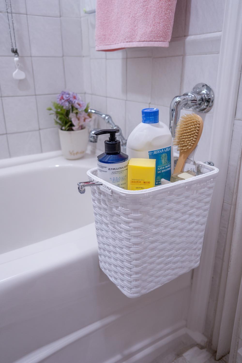 30. Badezimmer Organisation ohne Bohren mit Badewannen-Seitenkorb zum Einhängen