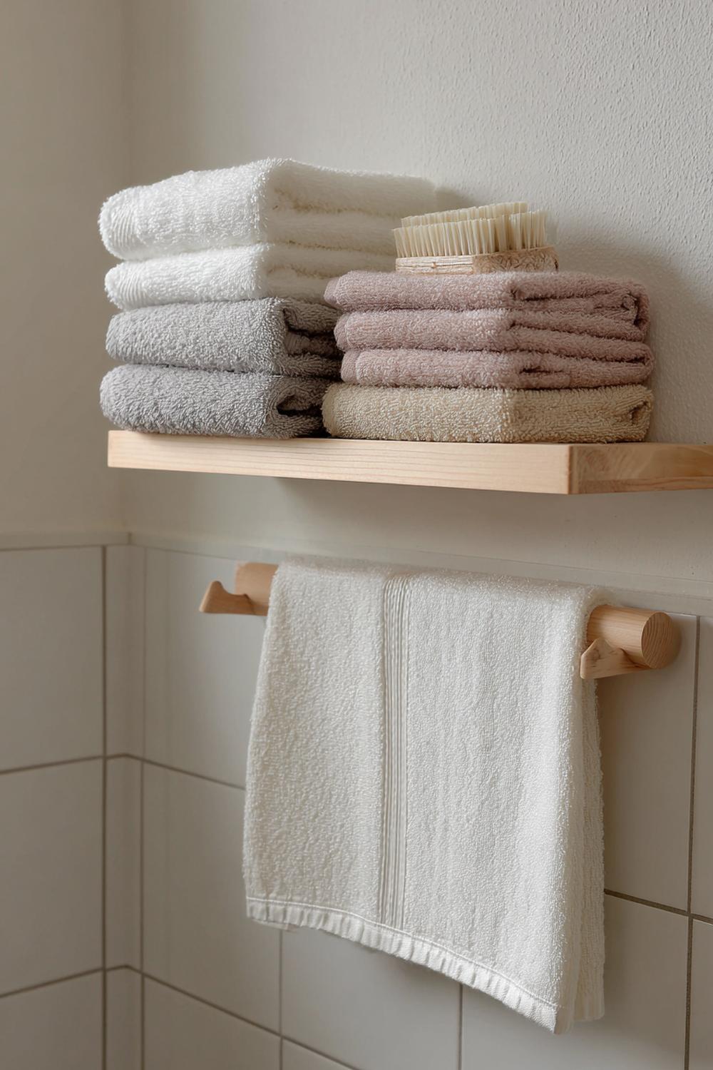 4. Badezimmer Organisation ohne Bohren mit Klebehaken-Set für Handtücher in Naturtönen