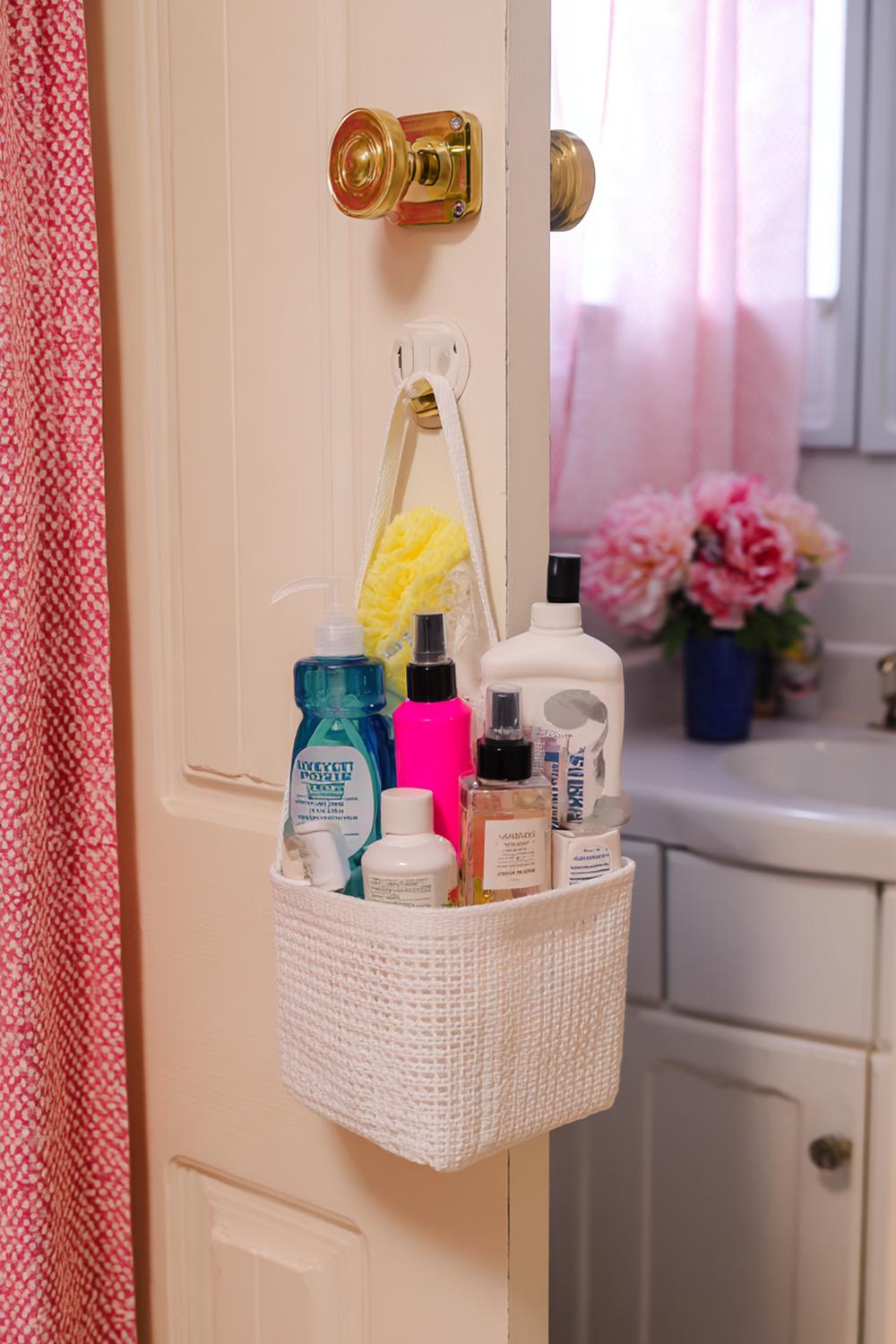 5. Badezimmer Organisation ohne Bohren mit Tür-Hängekorb für Putzmittel und Nachfüller