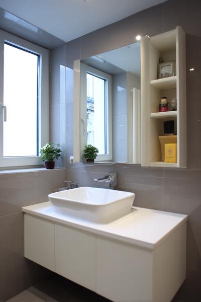 9. Spiegelwand mit integrierter Ablage for bathroom remodel ideas small space ideas