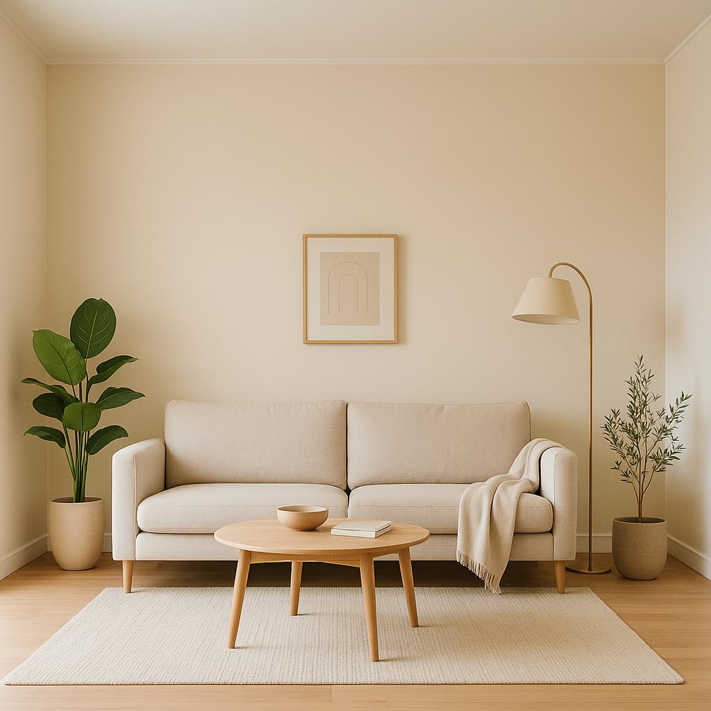 Beige Wand mit eleganter Einrichtung