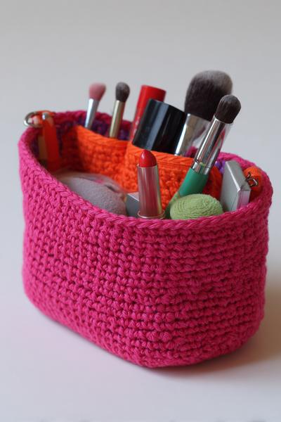 27. Praktische Kosmetiktasche in crochet bag tutorials easy mit flachem Boden und Innenfächern