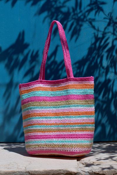 5. Klassischer Shopper in crochet bag tutorials tote pattern mit breitem Boden und Streifenoptik