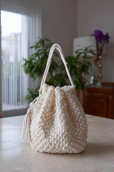 7. Elegante Abendtasche im Perlenraster als crochet bags purses mit Magnetverschluss