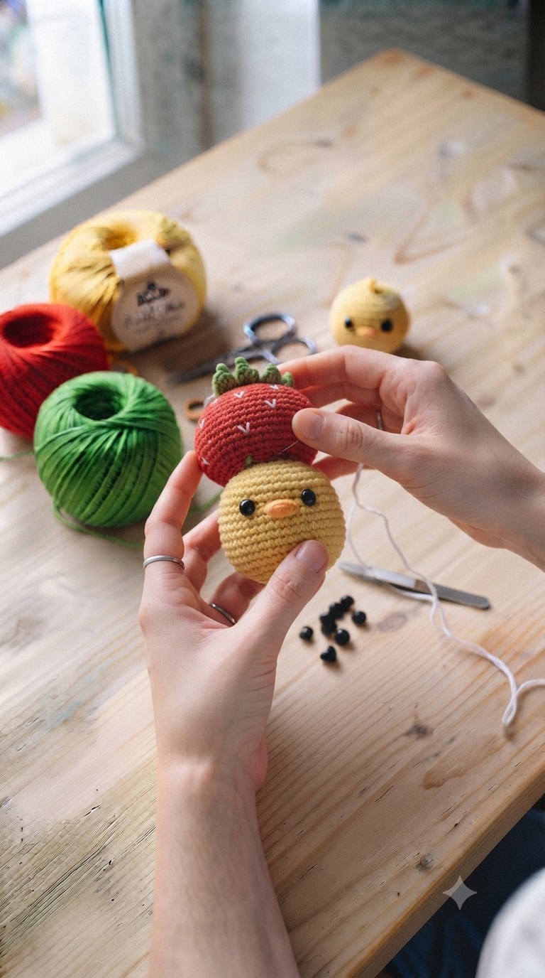 8. Finale Form beim for Crochet Strawberry Chick Free Pattern Tutorial ideas