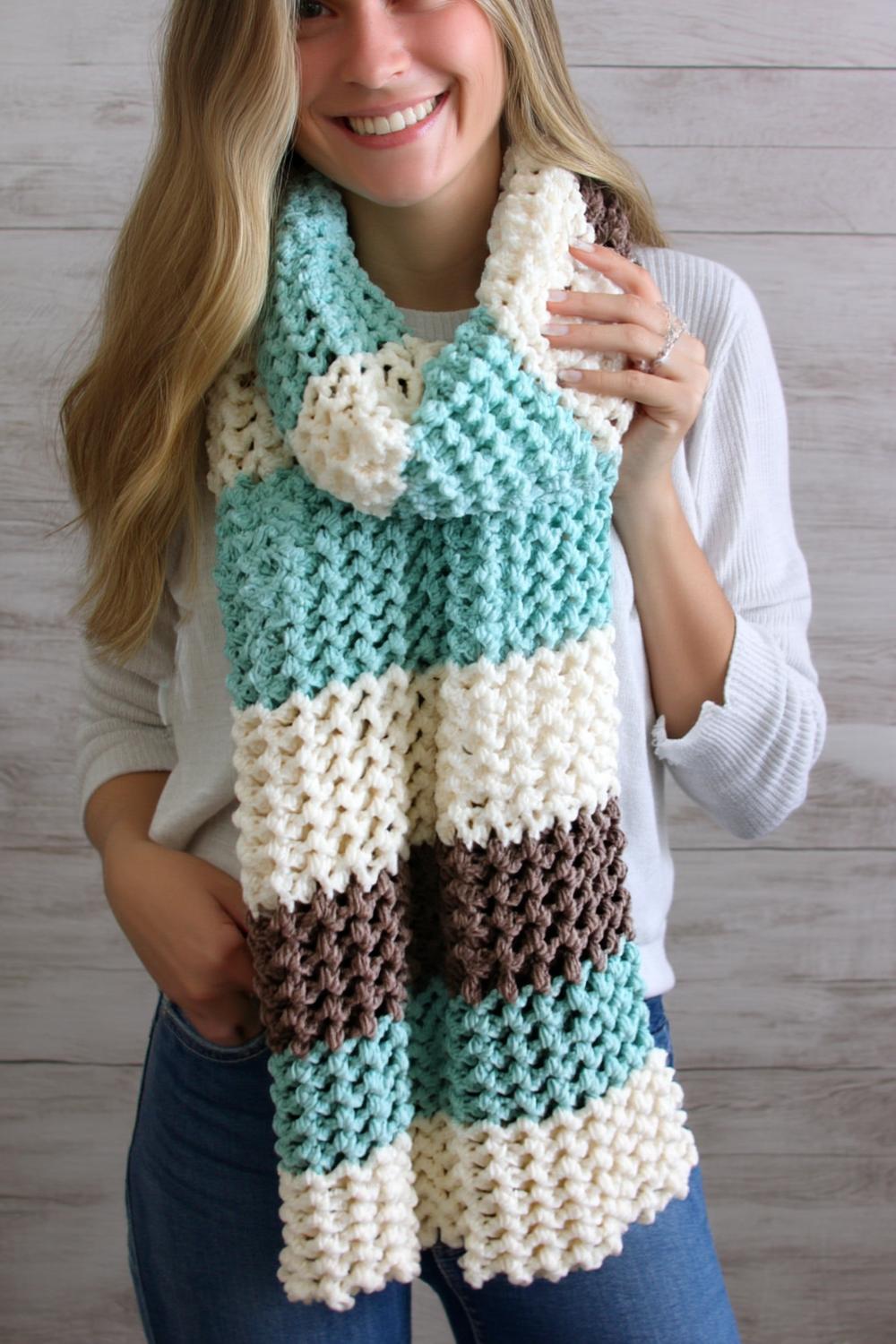 Blockstreifen Schal Mint