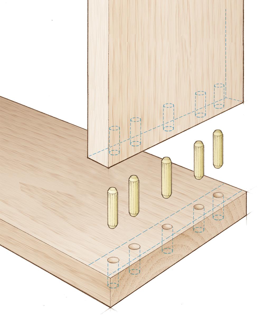 Dübelverbindung Holz Skizze