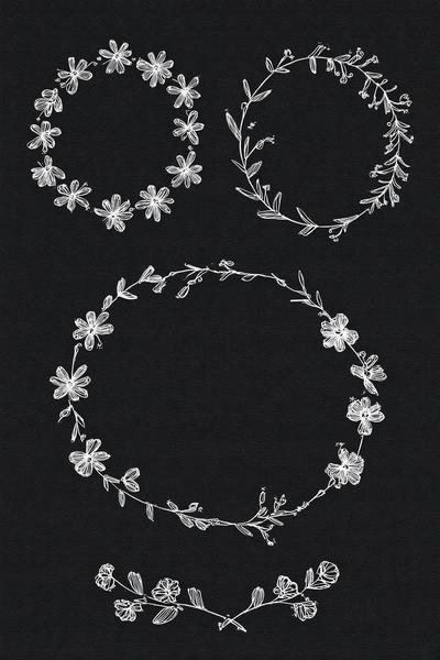 10. Blütenkranz-Vorlage als embroidery designs pattern mit Kreide-Transfer, Fixierpunkten und Randkontur