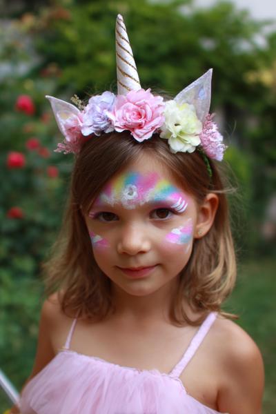 23. Einhorn-Stirnhorn und Blumenband for face painting ideas for kids unicorn ideas