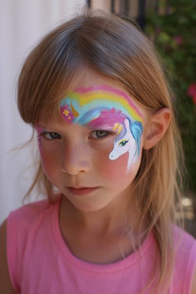 24. Regenbogenmähne über dem Auge als for face painting ideas for kids unicorn ideas