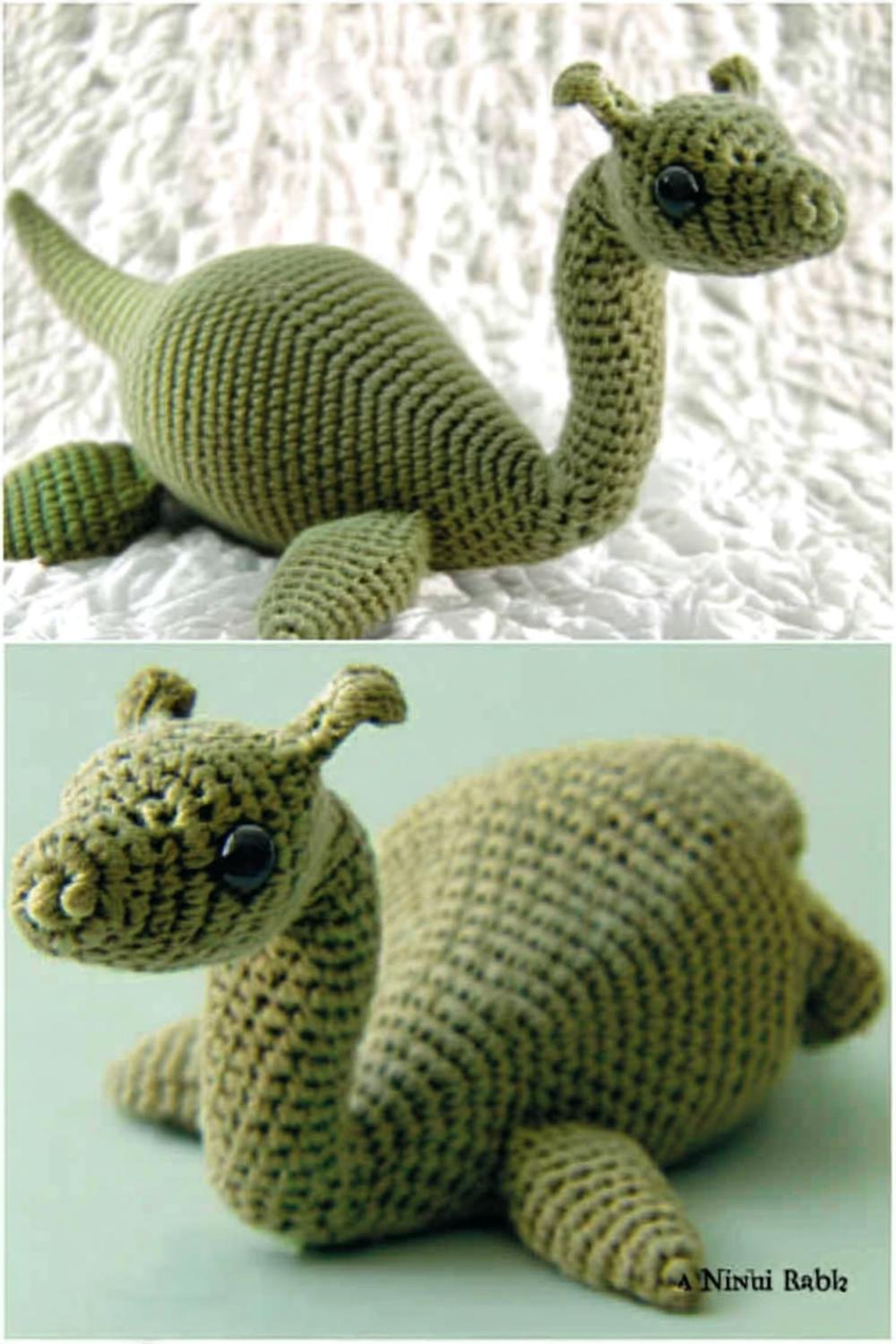 Grüne Dinosaurier-Amigurumi