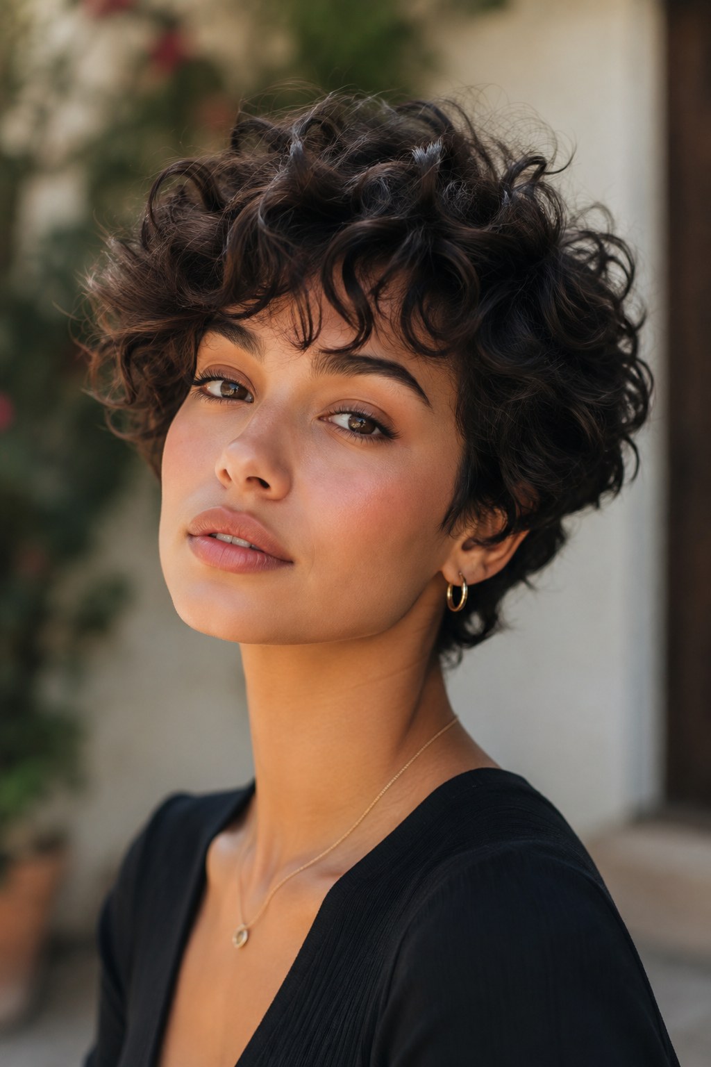 Natürlicher Curly-Pixie zeigt, wie Frisuren kurze Haare mit Locken definiert und leicht wirken.