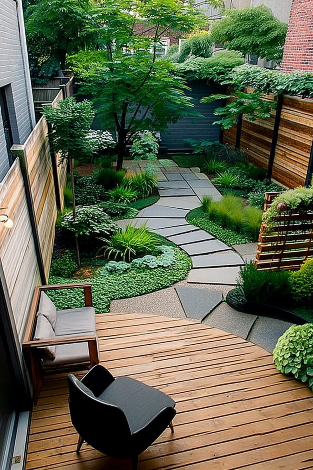 Beleuchteter Steinweg am Hang