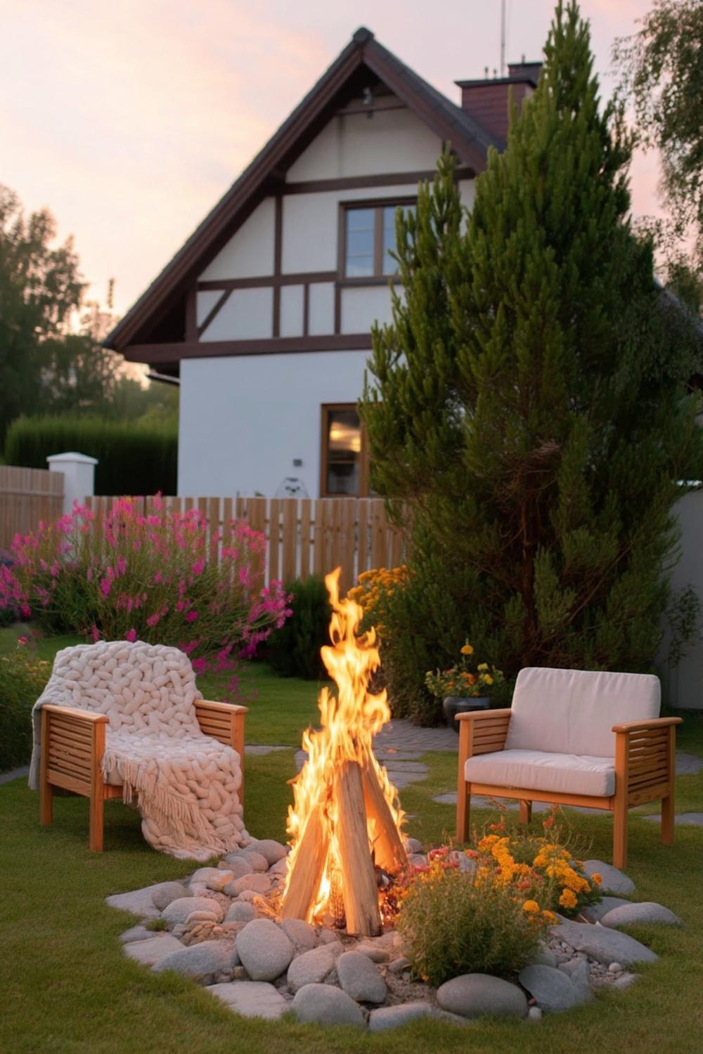 Moderne Feuerschale aus Holz