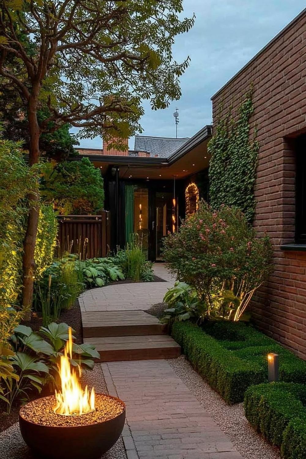 Moderner Eingang mit Feuerschale