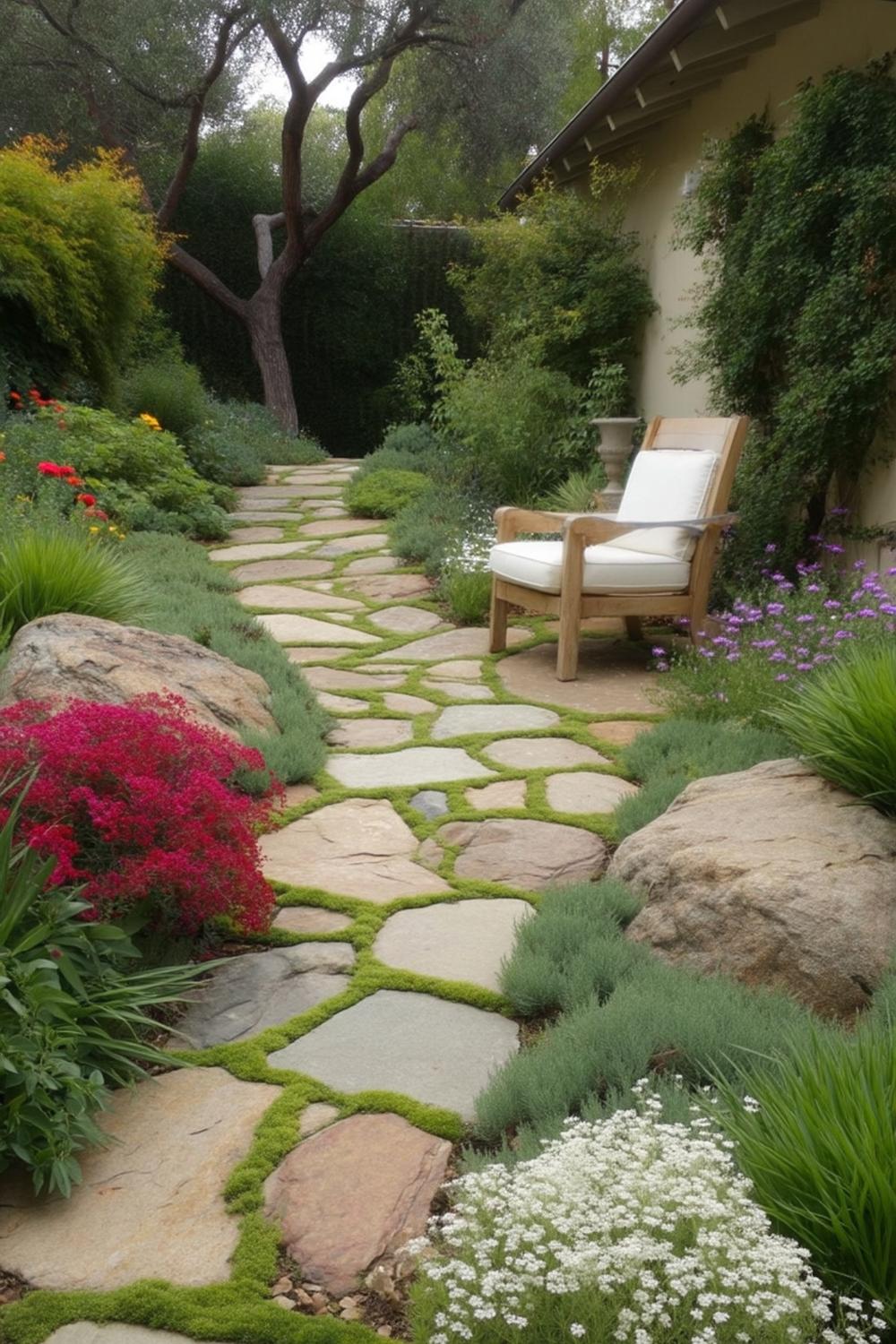 Terrassen-Garten mit Feuerstelle