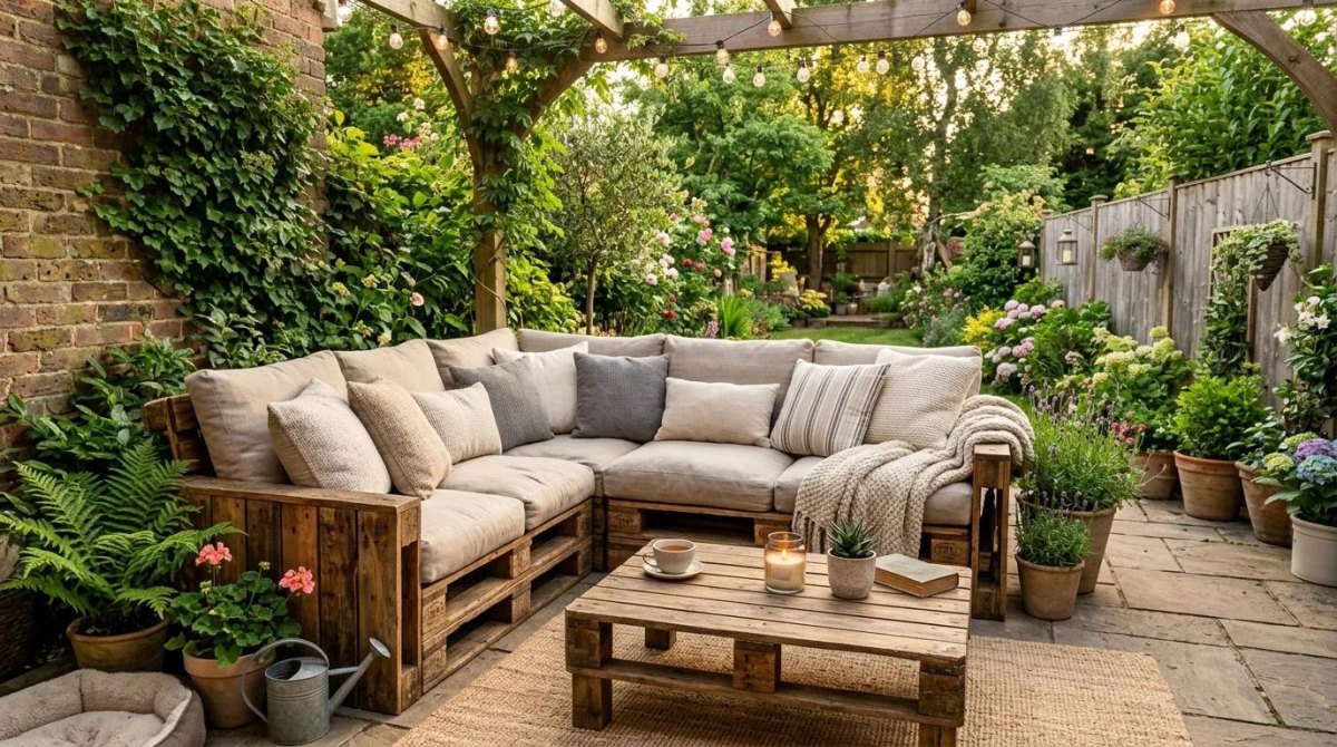Paletten Gartenmöbel draußen