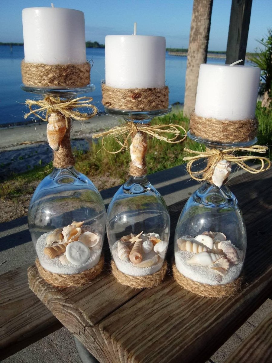 Glas mit Muscheln dekoriert