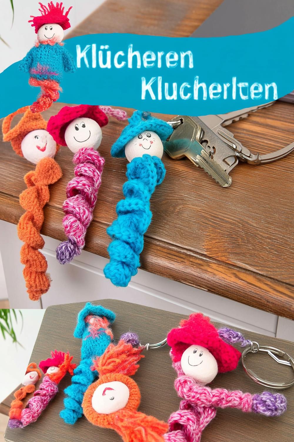 Bunte Schlüsselanhänger-Familie