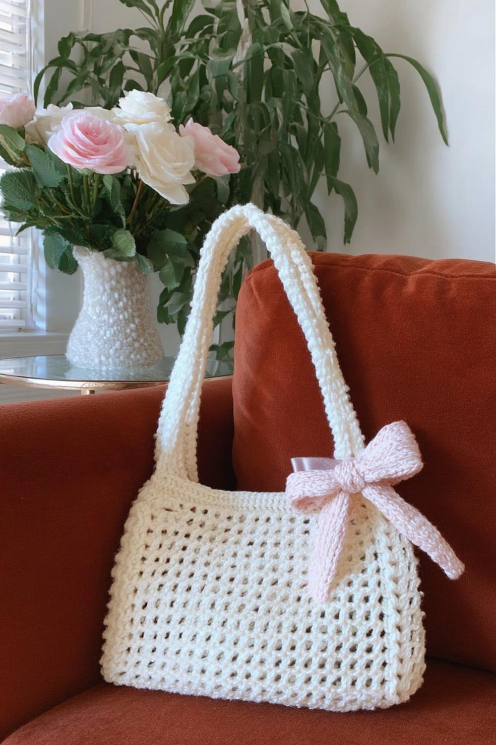 Romantische Netztasche mit Schleife