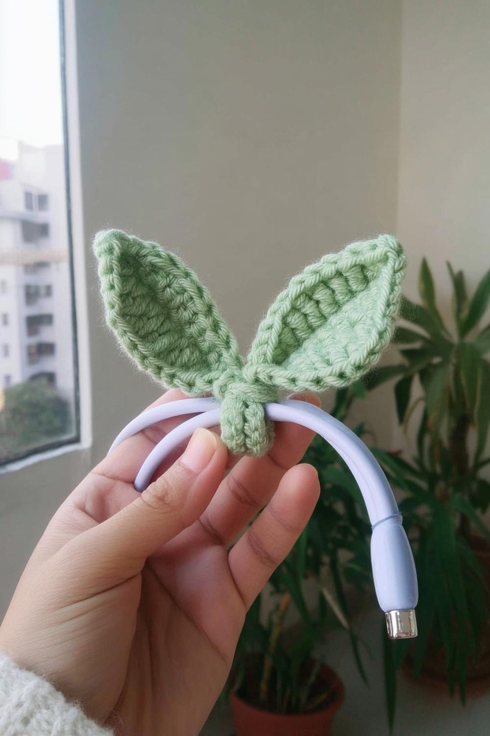 Süßer Kabelschutz mit Blättern