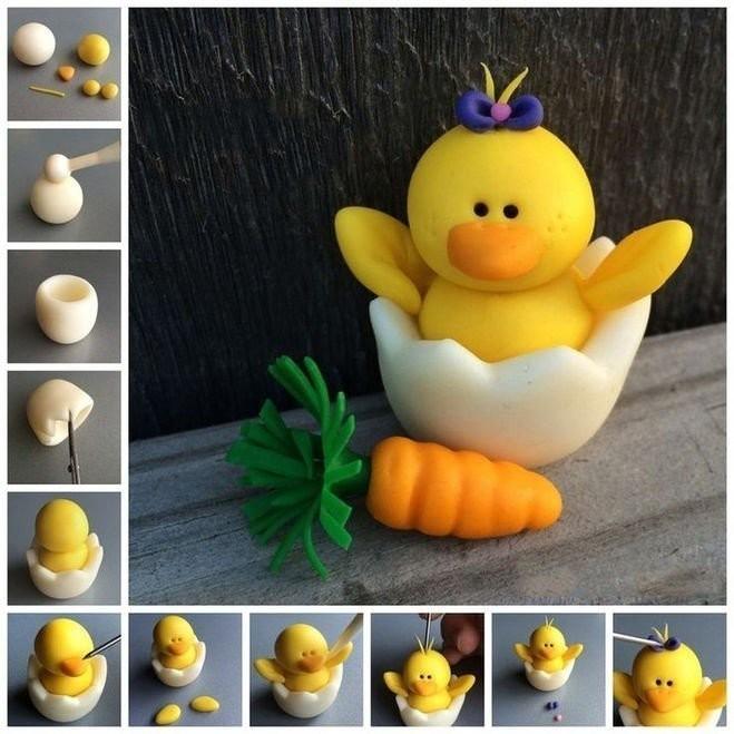 Kleine Knetküken zu Ostern