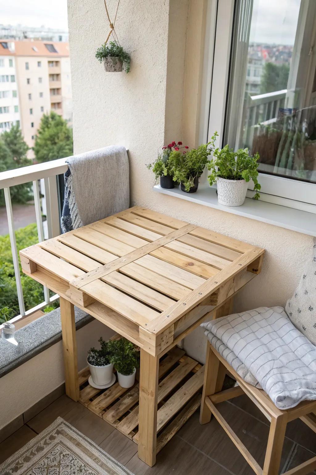 Kleiner Paletten Balkontisch