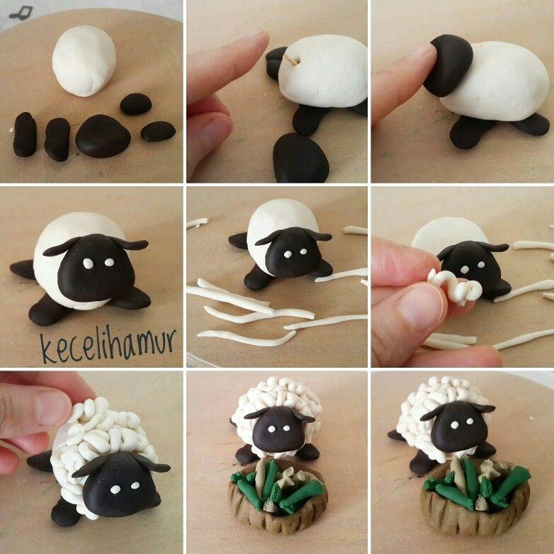 Knet Lämmchen Osterfigur basteln