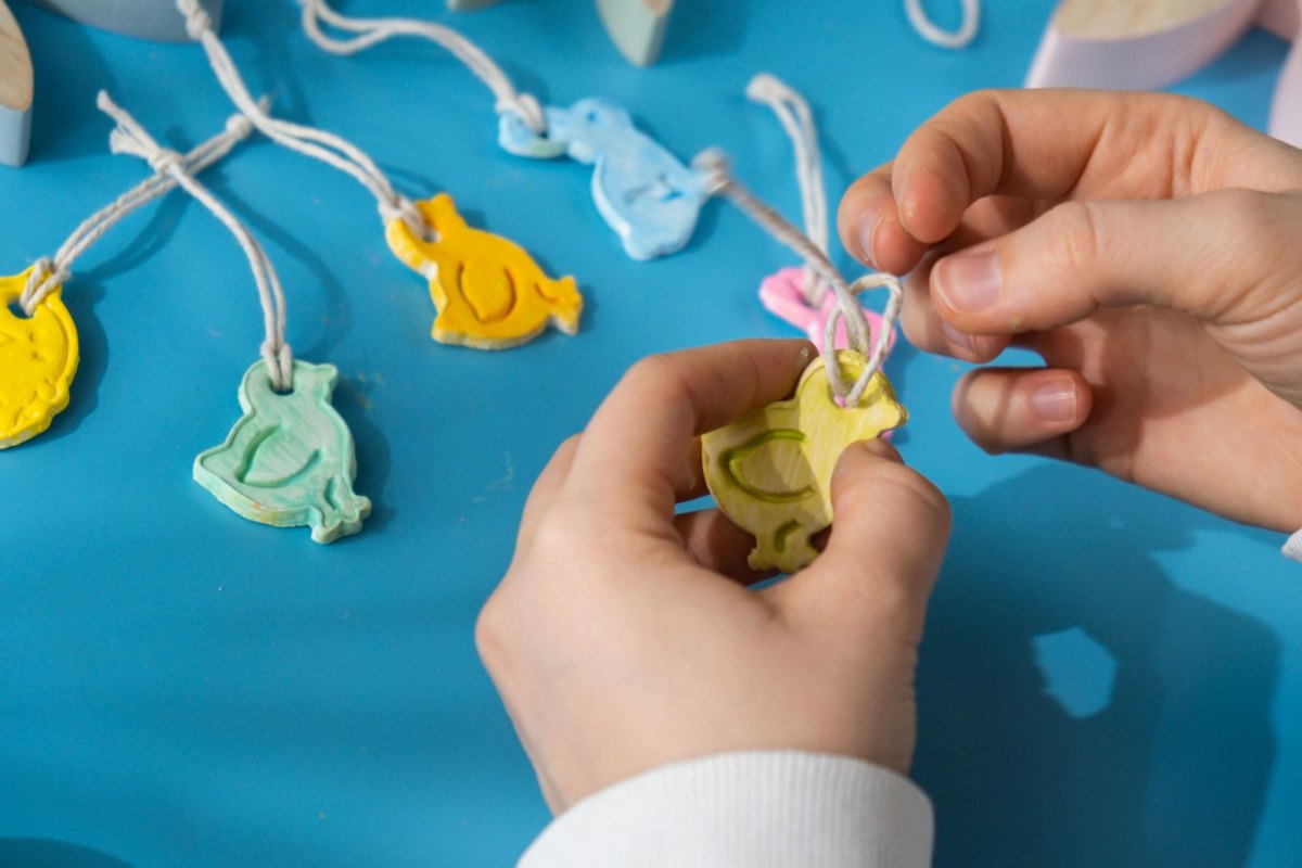 Knete Ostergirlande Kinder basteln