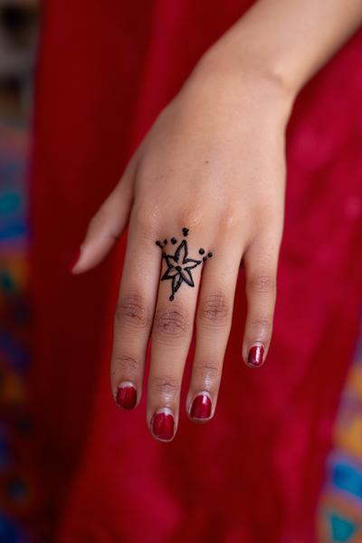 13. Kompassstern am Handrücken mit Fingerkappen für for mehndi designs simple back ideas