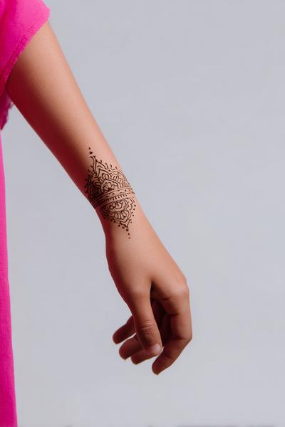 5. Minimaler Halbmandala-Bogen am Handgelenk für for mehndi designs simple easy ideas