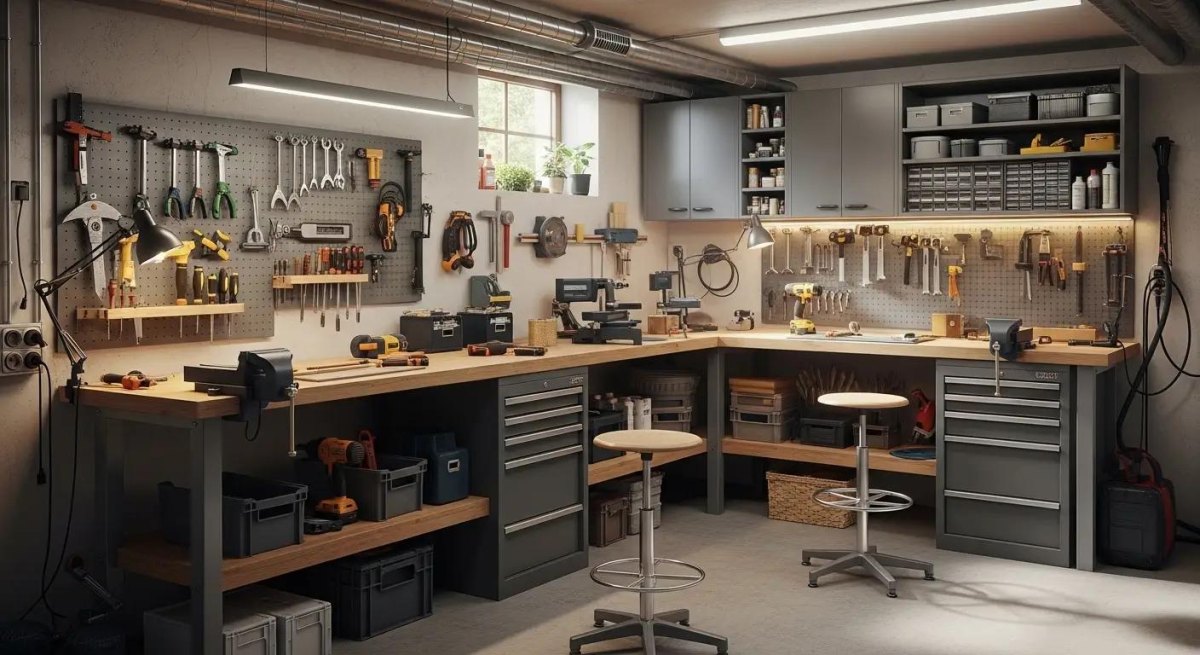 Moderne Keller Hobbywerkstatt