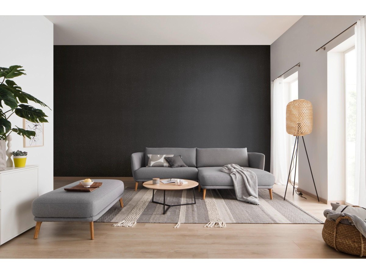 Schwarze Akzentwand im Wohnzimmer