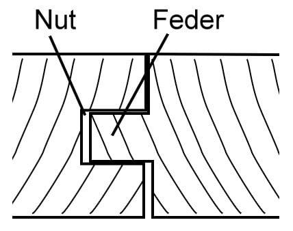 Nut Feder Holz Skizze