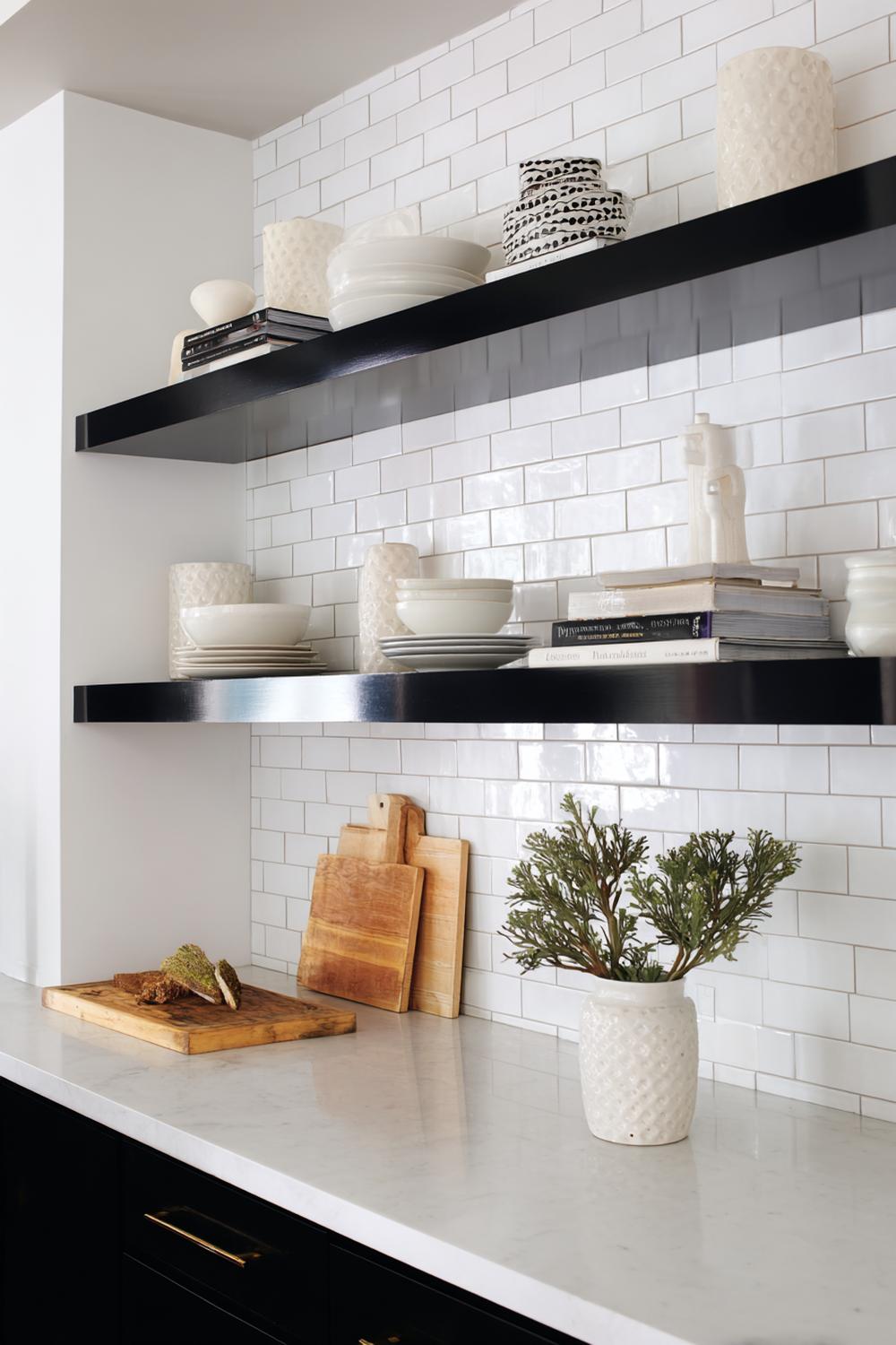 4. Offene Regale mit Schwarz-Weiß-Kontrast und klaren Linien