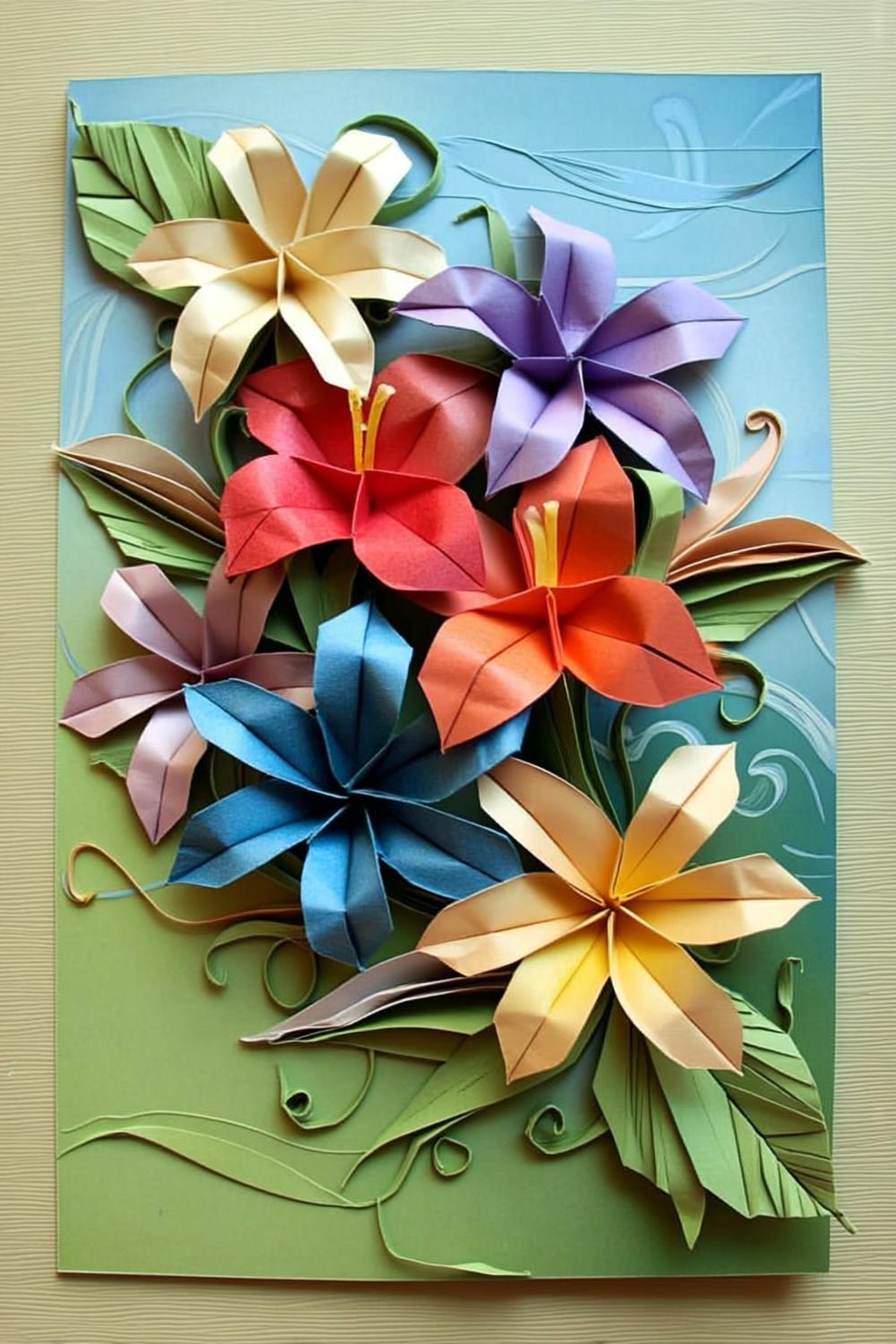 Bunte Lilien-Collage am Fenster