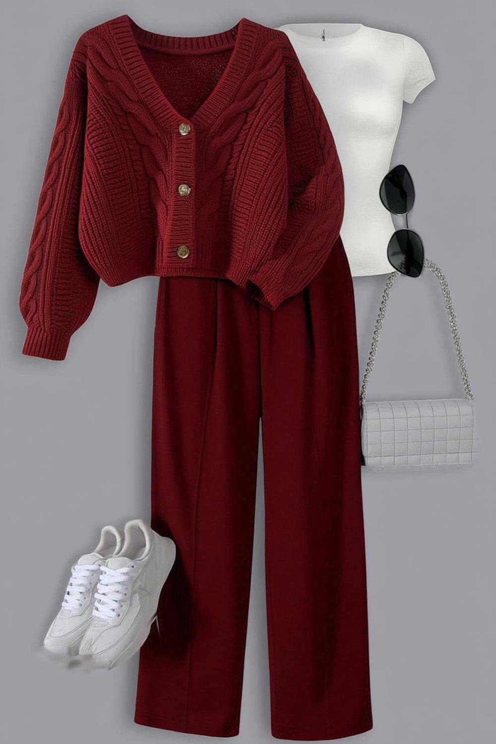Burgundy Strick Set