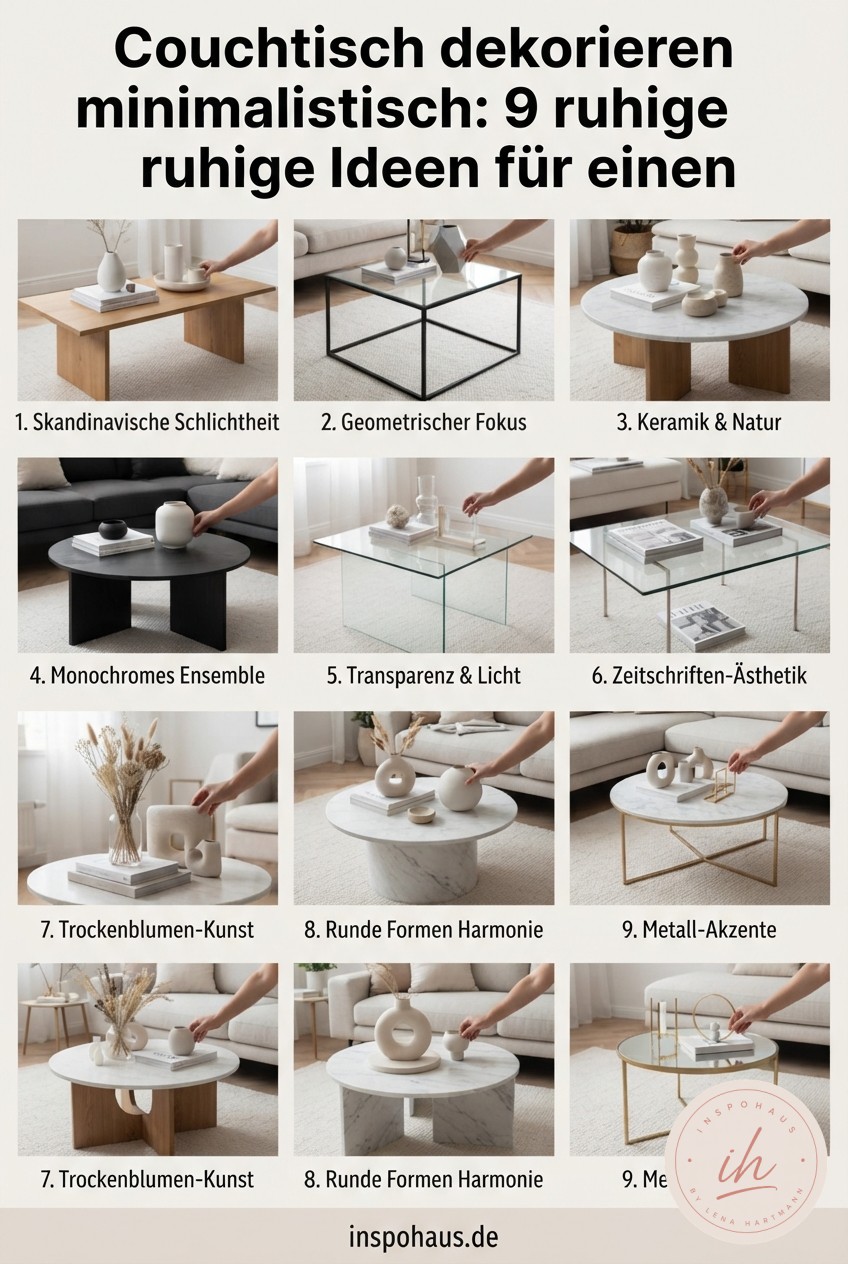 Couchtisch dekorieren minimalistisch: 9 ruhige Ideen für einen stilvollen Wohnzimmertisch