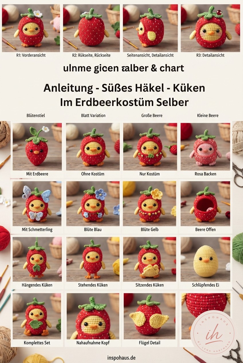 Anleitung - Süßes Häkel - Küken Im Erdbeerkostüm Selber