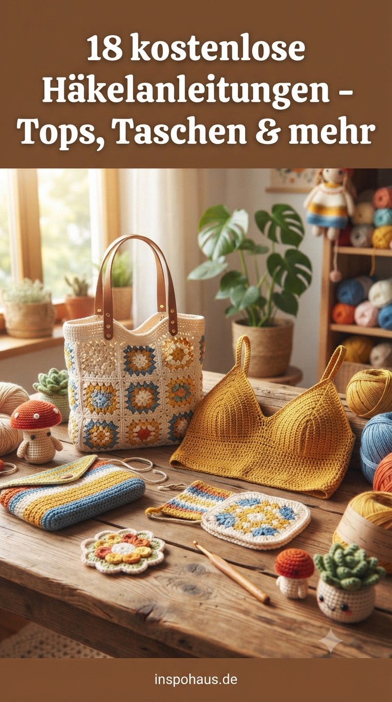 18 kostenlose Häkelanleitungen - Tops, Taschen & mehr