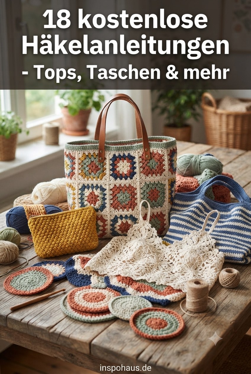 18 kostenlose Häkelanleitungen - Tops, Taschen & mehr