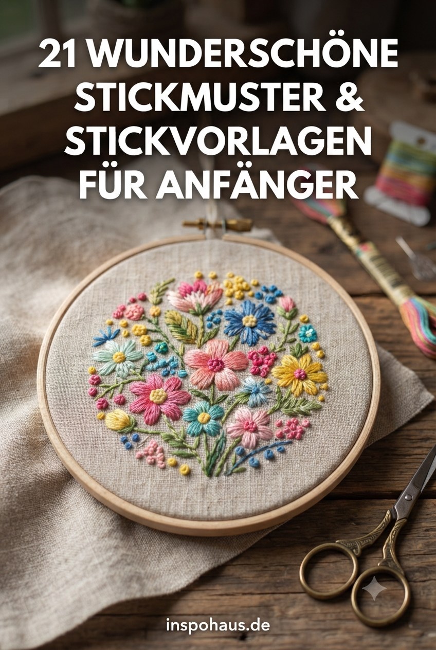 21 Wunderschöne Stickmuster & Stickvorlagen für Anfänger