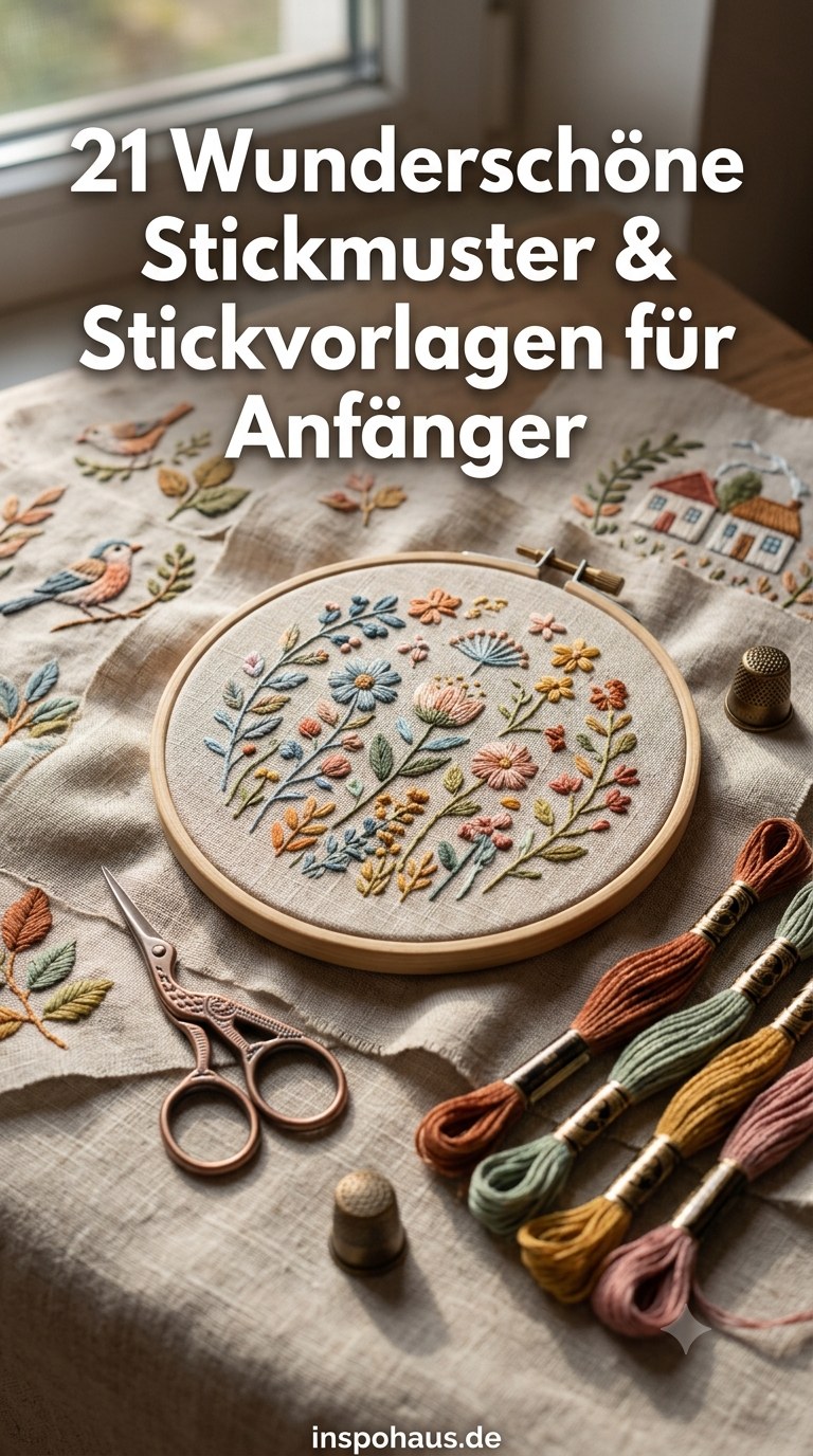 21 Wunderschöne Stickmuster & Stickvorlagen für Anfänger