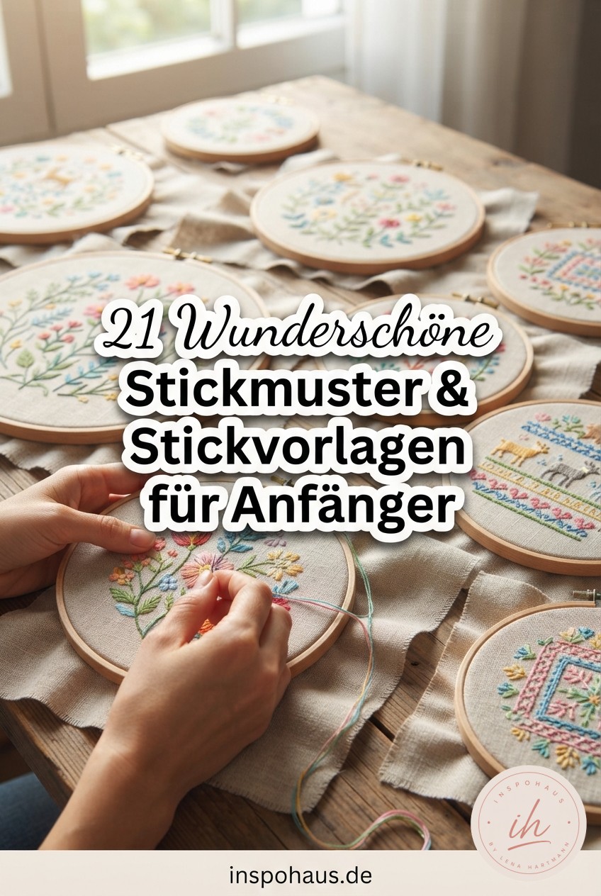 21 Wunderschöne Stickmuster & Stickvorlagen für Anfänger